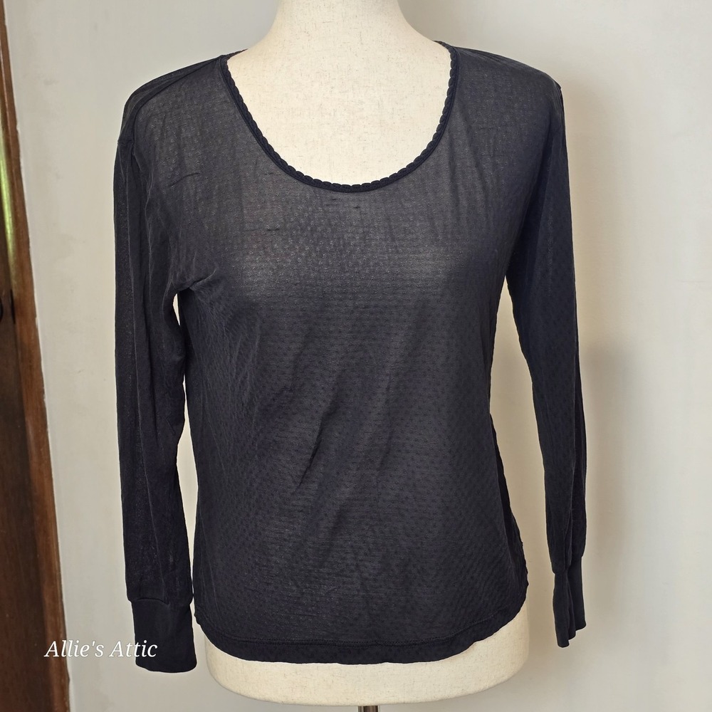 Sportsilks Shirt 100% Chinese Imperial Silk Vintage Top Black Base Layering M